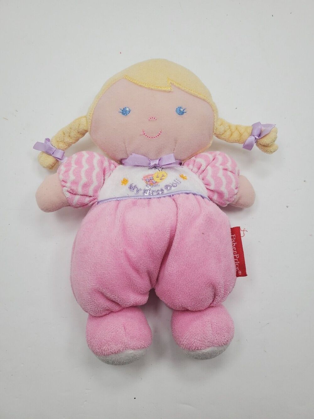 Fisher Price Lovey Security Plush Rattle Baby Doll My First Purple Pink Yellow
